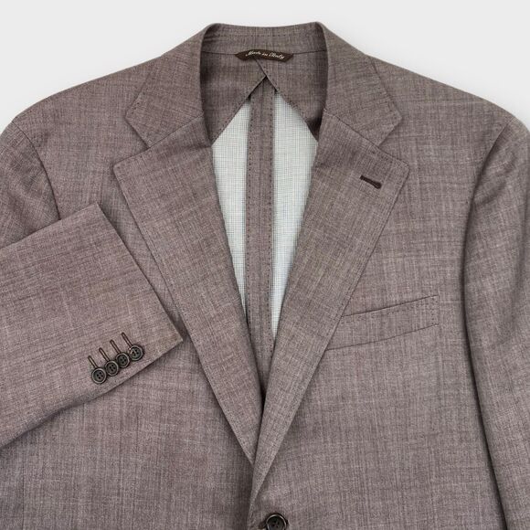 $1630 Canali KEI Collection Chore Blazer Jacket Mens 44R Unstructured Wool Brown - Picture 2 of 12